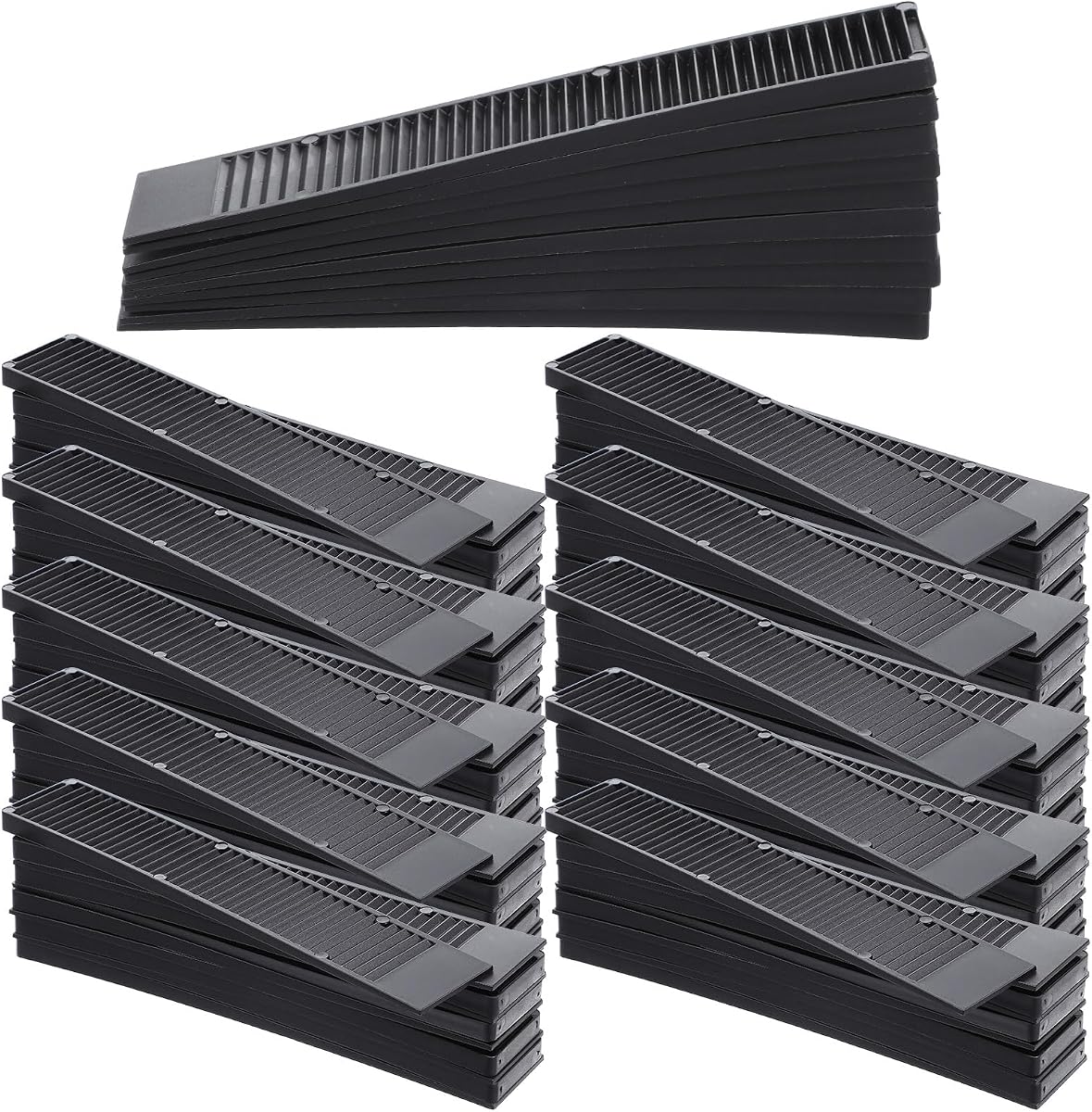 100 piezas de cuñas compuestas para nivelar, niveladores de muebles de plástico resistente, cuñas de mesa duraderas para mejoras en el hogar, negro, 7,76 x 1,46 x 0,3 pulgadas