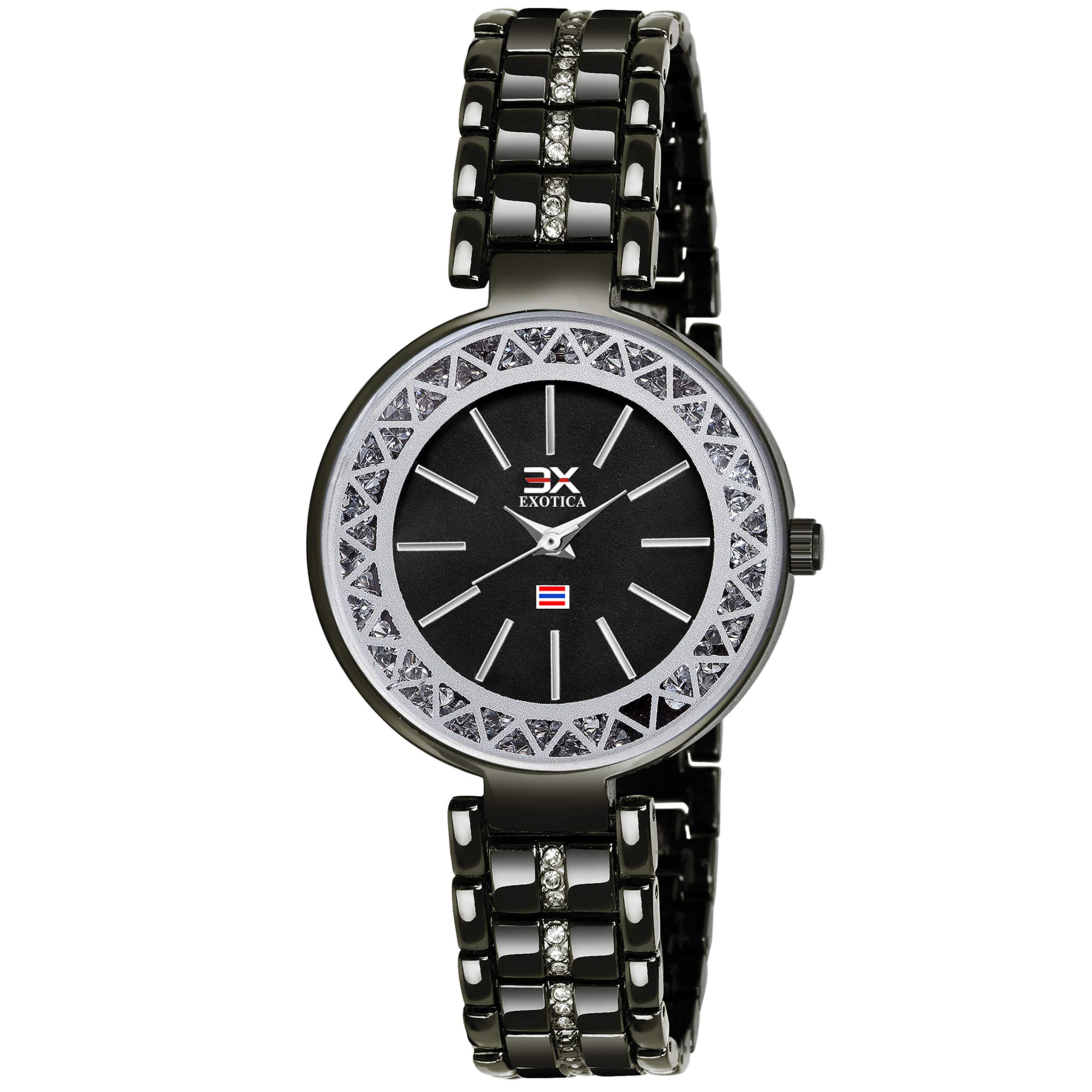 Exotica Fashions Stainless Steel Analogue Black Ladies Wrist Watch (B08612CZYW) Amazon Price History, Amazon Price Tracker