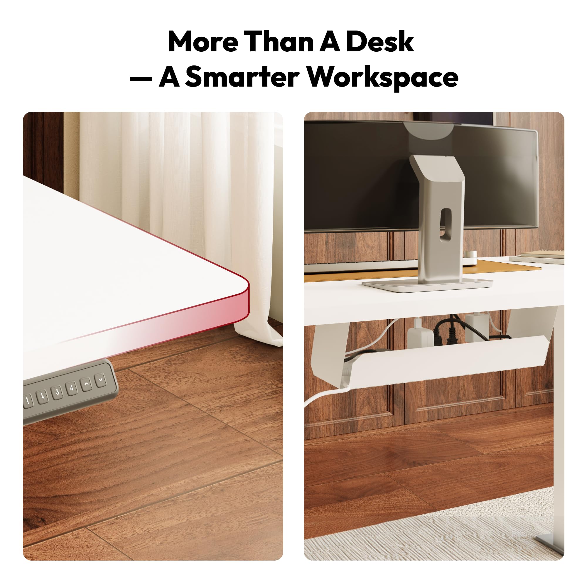 SANODESK Höhenverstellbarer Schreibtisch mit EINTEILIGER Tischplatte | kein Spalt, kein Kompromiss, Ihr Smarter Partner für ergonomisches Arbeiten zu Hause 120 x 60 cm (Ahorn)