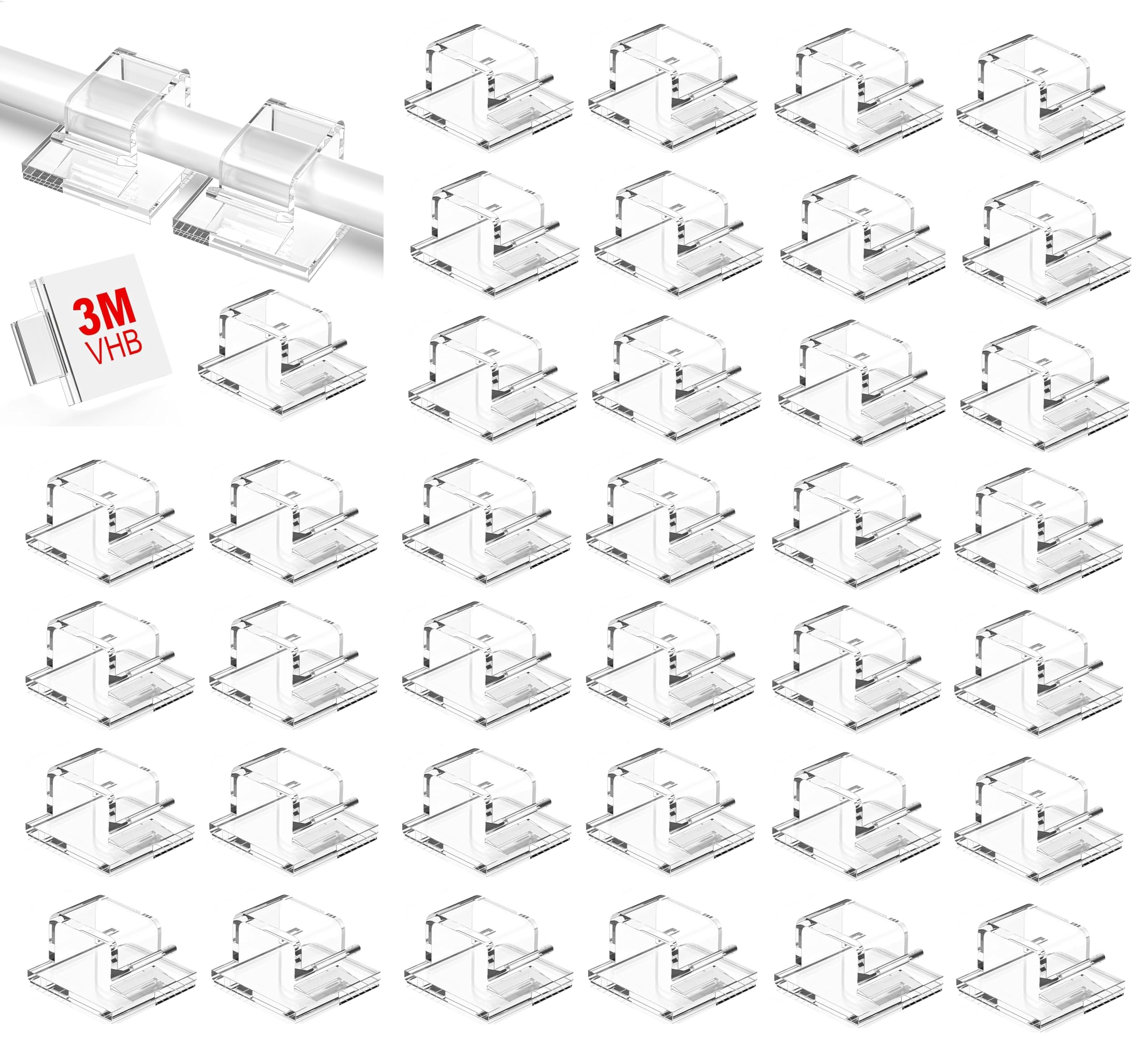 Wire Organizer Cable Management Clip Desktop Cord Hook, 3M VHB Self Adhesive Cable Clamps, Cord Clips, Small Wire Clips, Cable Clips for Home, Car, Desktop, Computer, Decoration (Pack of 40)-image-44