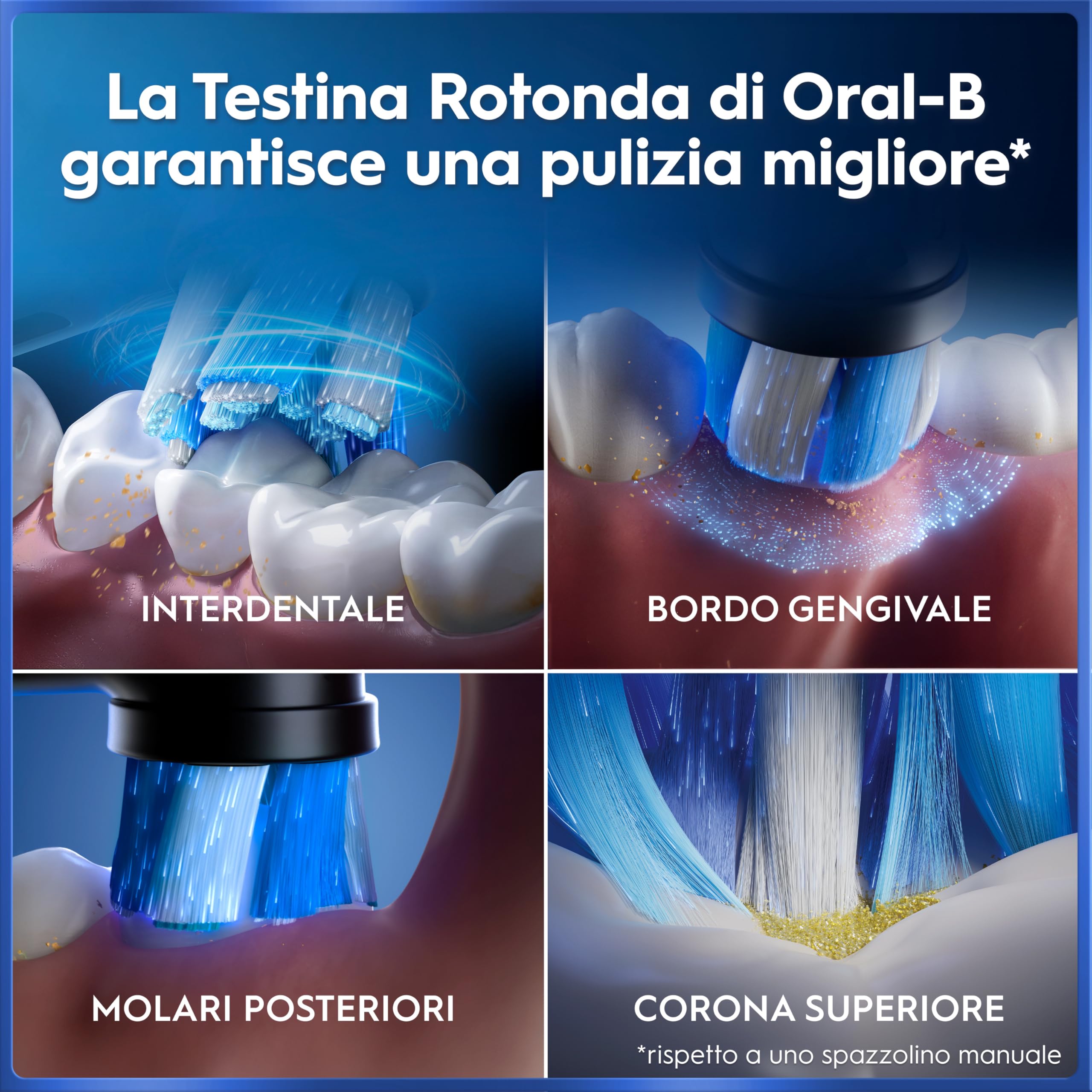 Oral-B iO 5 Spazzolino Elettrico, con 3 Testina di Ricambio, Custodia, Nero - 3 Testine di Ricambio per Spazzolino Elettrico, Ricaricabile, Custodia da Viaggio, Sensore di Pressione, Pulizia Denti