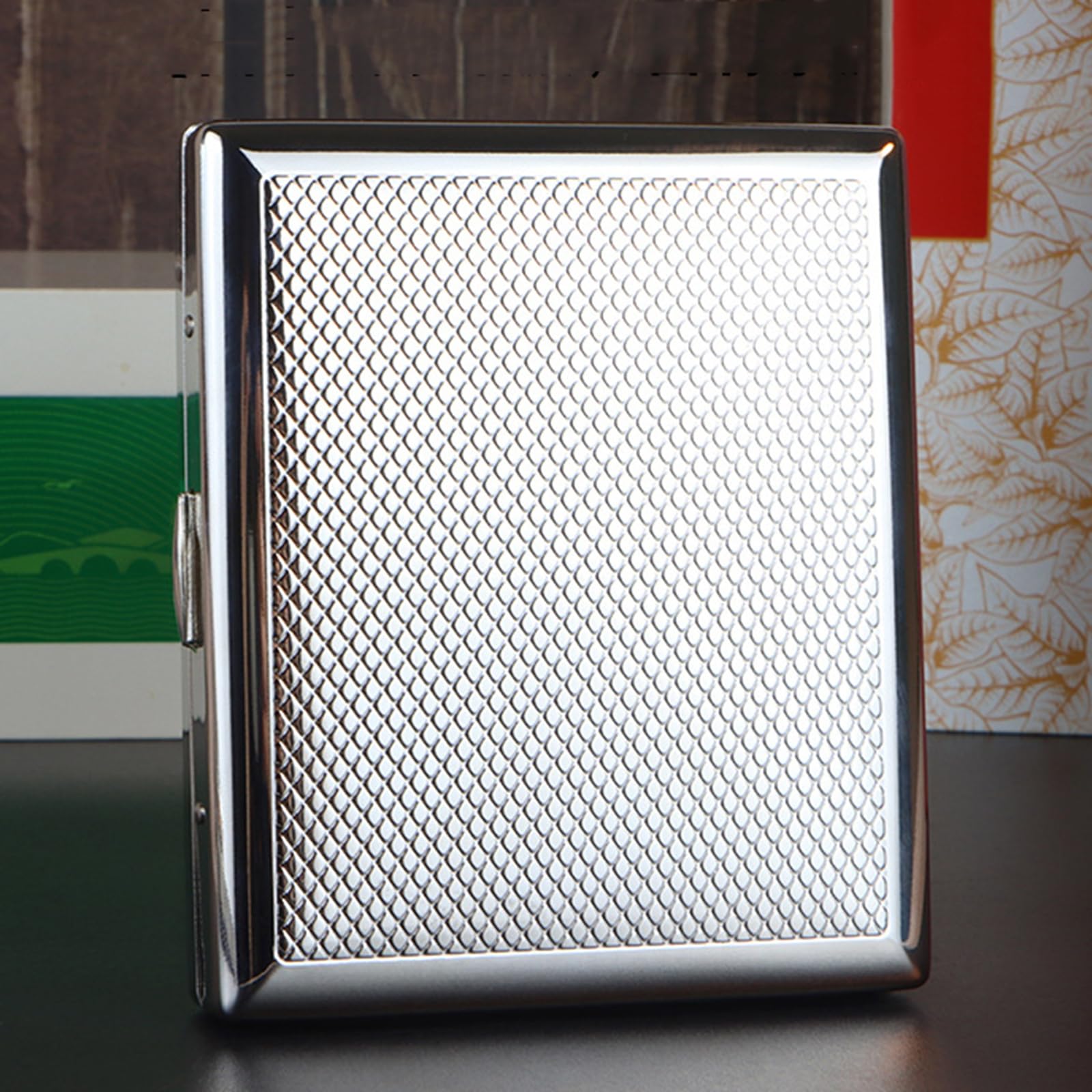 Étui À Cigarettes en Métal, pour 20 84mm Cigarettes, Boîte en Métal pour Homme Et Femme Silver,One Size