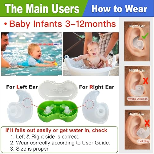 Miniatura 7 de WaterDam Tapones para los oídos de natación, grandes tapones impermeables ultra cómodos para evitar los oídos del nadador