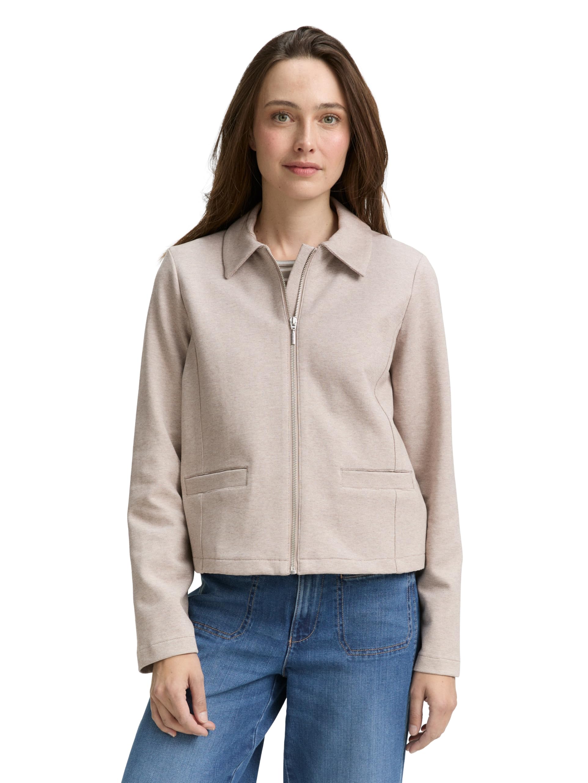 Tom Tailor Damen Regular Fit Jacke mit Reißverschluss