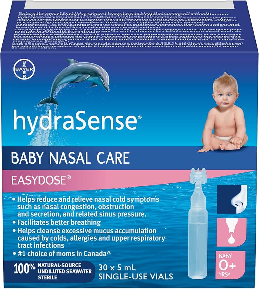 hydraSense EasyDose, Baby Nasal Care, Gently Relieves Congestion in Babies, Non-Medicated, 100% Natural Source Seawater, Preservative-Free, Sterile, 30 count