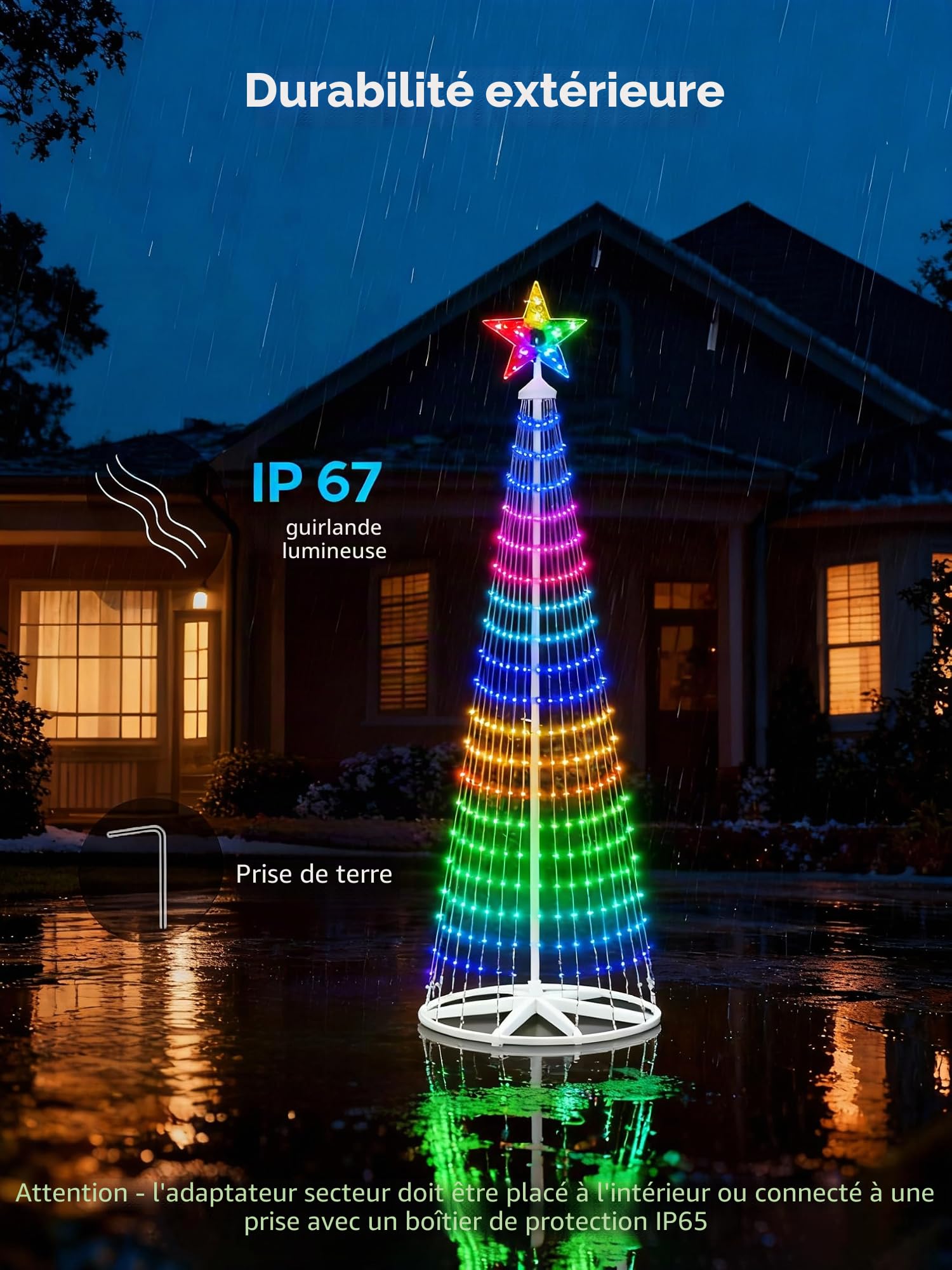 Hoofun Guirlande lumineuse LED intelligente pour sapin de Noël : 150 cm, éclairage de Noël avec étoiles, application et télécommande, prise USB, RVB à intensité variable, mode DIY, minuterie