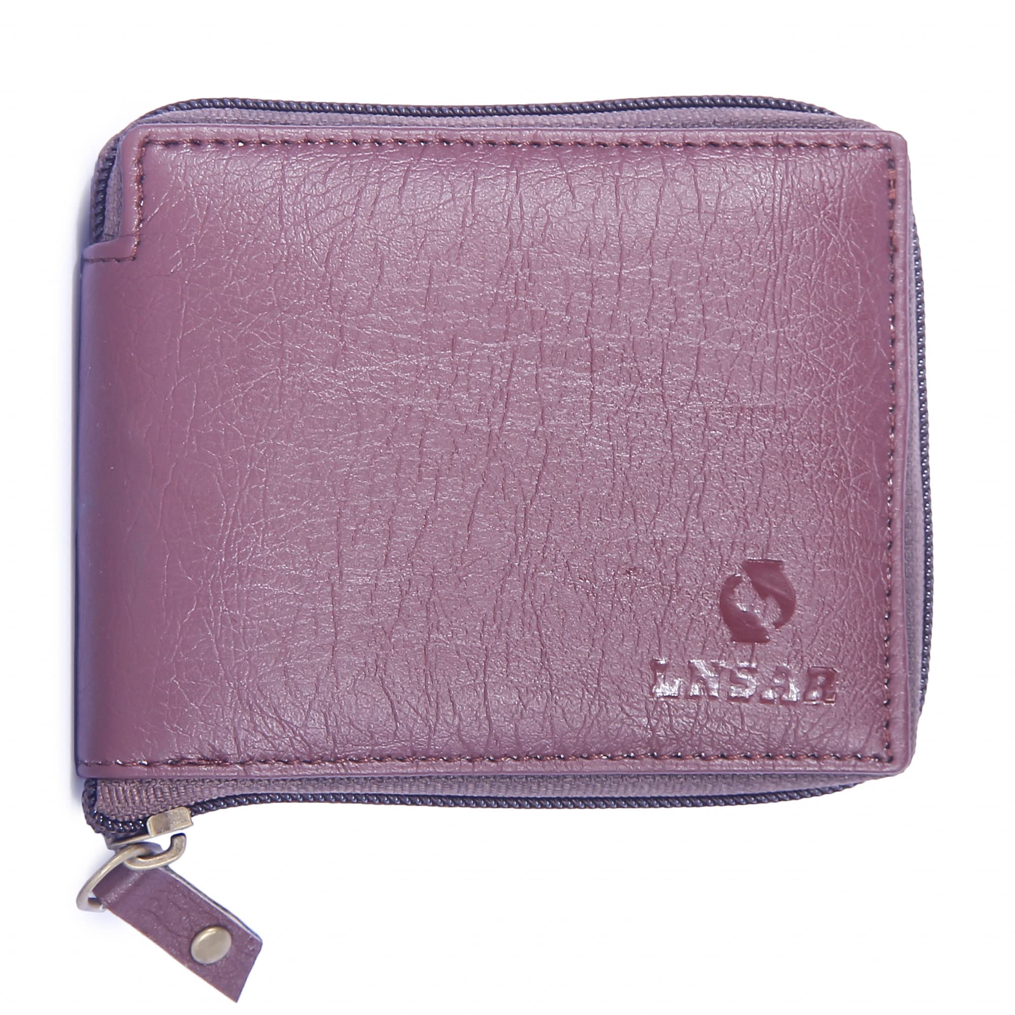 lnsar Men's Artificial Genuine Leather Trending Zipper Designer Pocket Wallet with Zipper Closure for Men/Women with Multiple Card Slots-picture-12