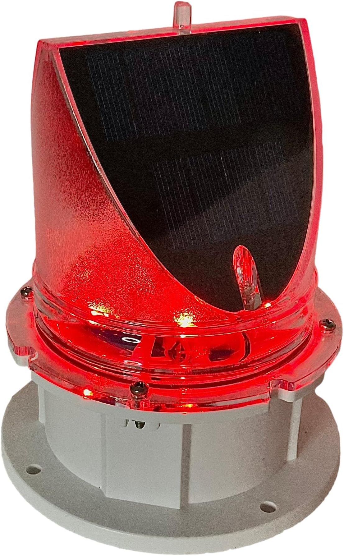 Solar Dock Warning Light 360 Degree - SNL-004-PRO - Super Bright Waterproof LED Light for Marine Applications - Constant On or Adjustable Flashing (RED)