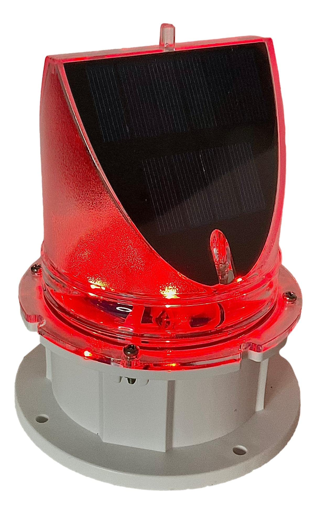 Solar Dock Warning Light 360 Degree - SNL-004-PRO - Super Bright Waterproof LED Light for Marine Applications - Constant On or Adjustable Flashing (RED)