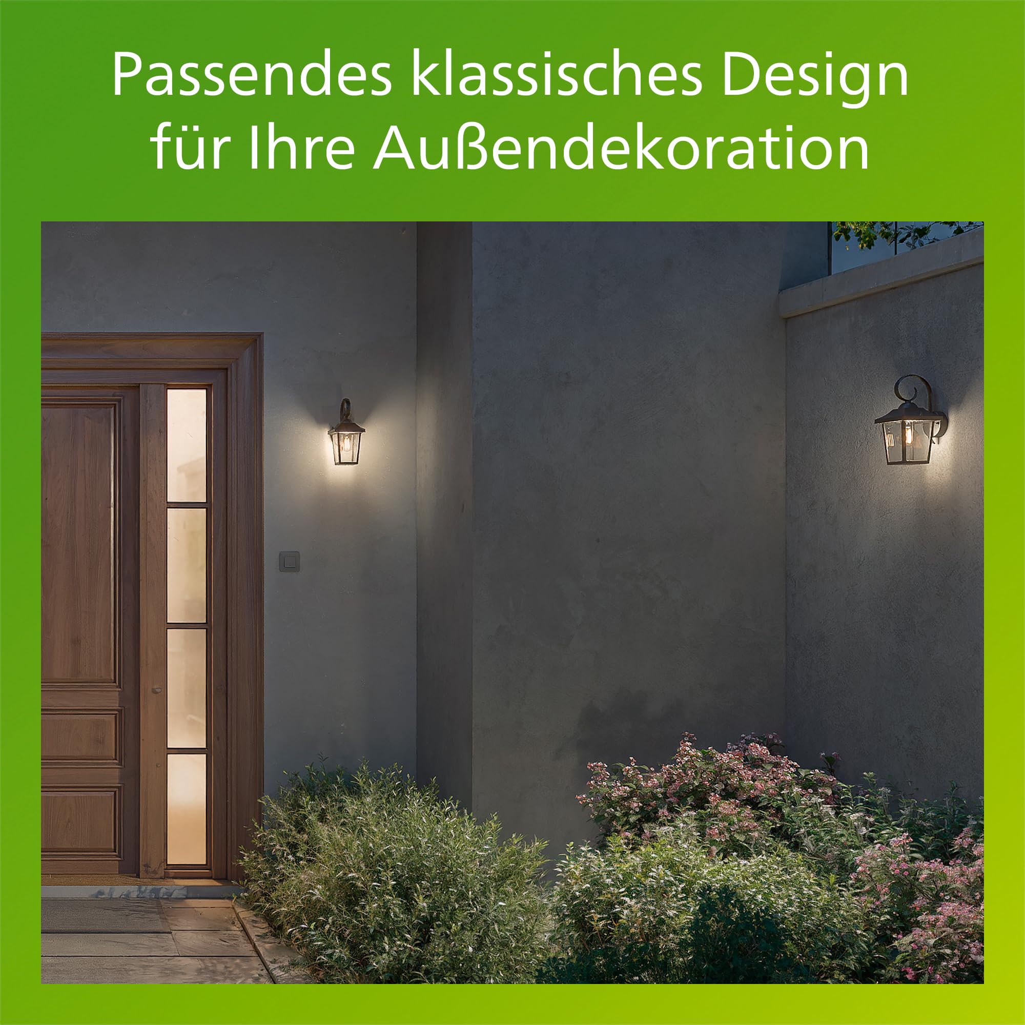 PHILIPS Buzzard Outdoor-Lampe, Wandlampe, Außenbeleuchtung, IP44-Wetterfest, Langlebig, Aluminium, Klassisches Design, Schwarz, E27-Leuchtmittel Separat Erhältlich