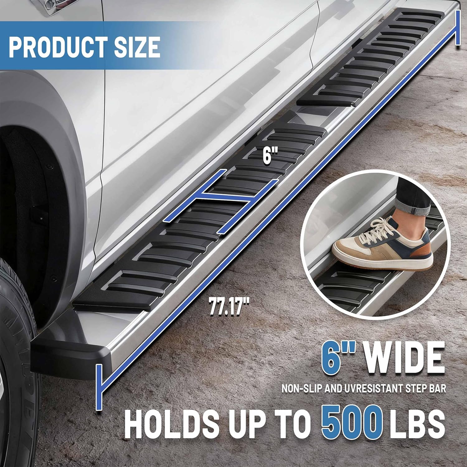 PZ 6" Running Boards for 2019-2025 Dodge Ram 1500 Quad/Extended Cab New Body Style Chrome Stainless Steel Side Steps Rails Nerf Bar(Only for 2019-2025 Ram 1500 New Body Style)