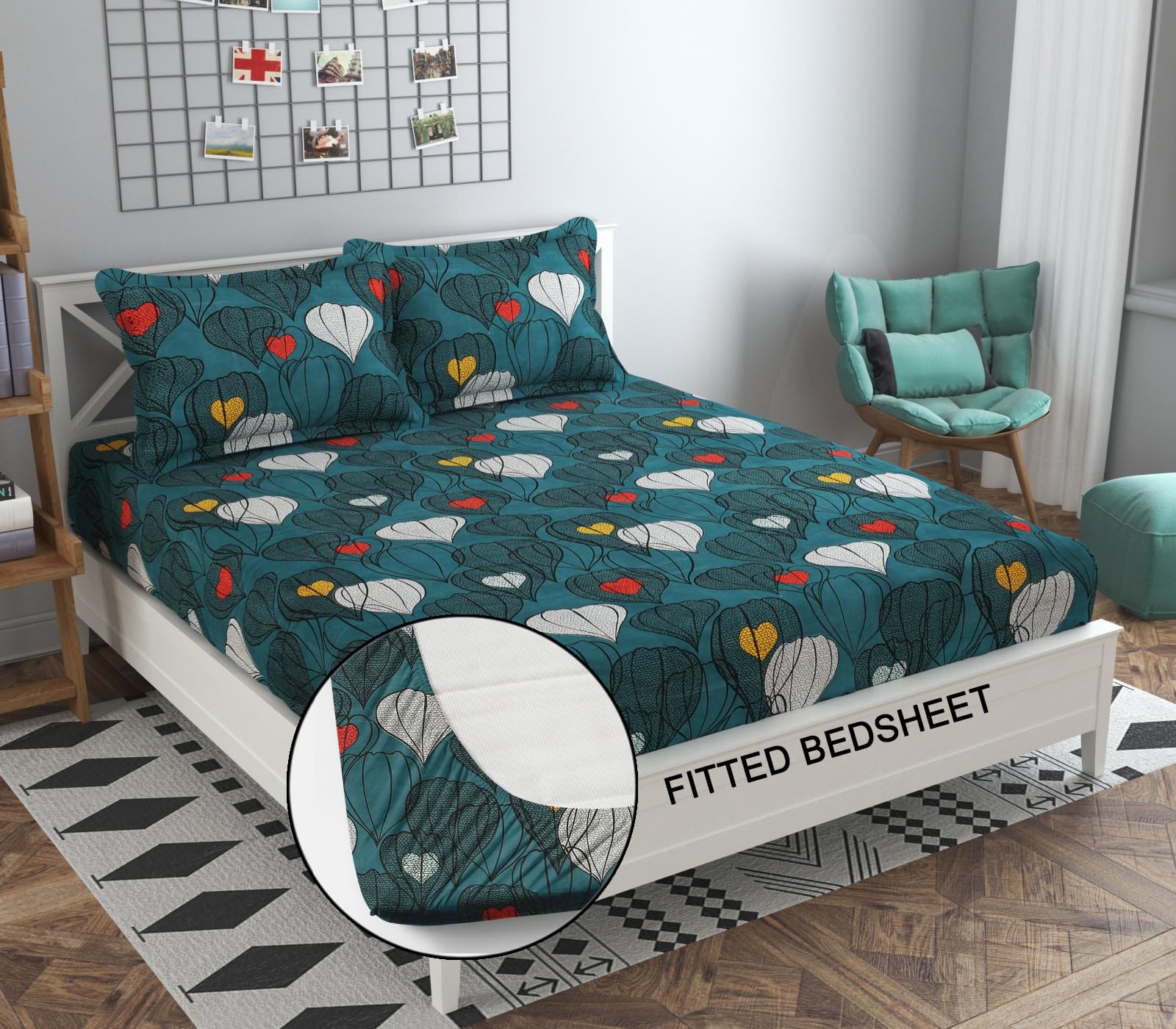 SchaleSaius Premium Cotton-Blend Elastic Fitted Bedsheet with 2 Pillow Covers for Double Bed with All Around Elastic 236 TC Supersoft | Size - 72x78 Fit Upto 6 Inches Mattress Color Green (B0DF78LWK1) Amazon Price History, Amazon Price Tracker
