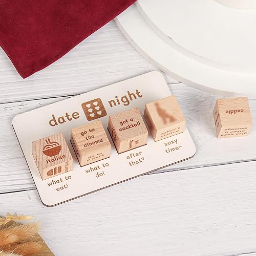 Miniatura 4 de Ideas de dados para la noche de citas toma de decisiones para parejas, regalos románticos de madera de lujo para él, su novio, novia, esposa,
