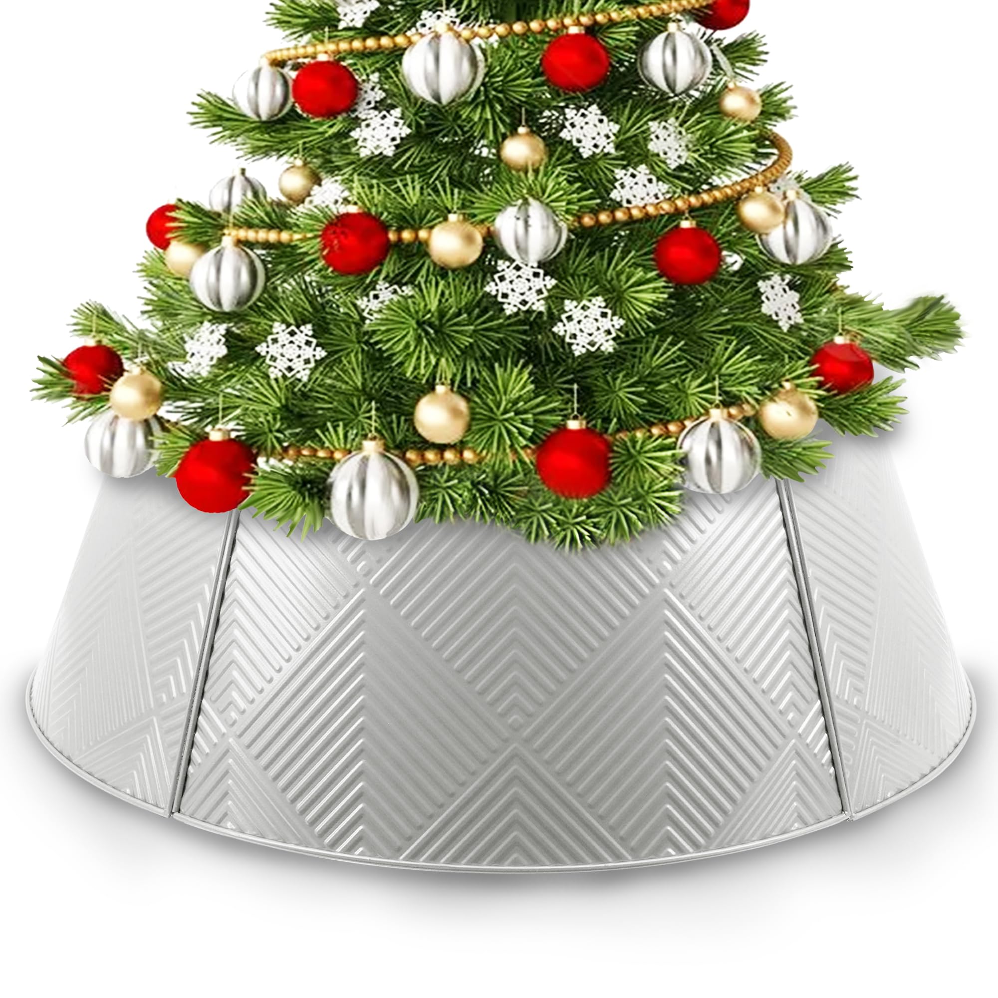Metal Christmas Tree Collar 28 inch,Voumsil Christmas Tree Ring Collar Stand Cover Real Artificial Trees Indoor Outdoor Decoration