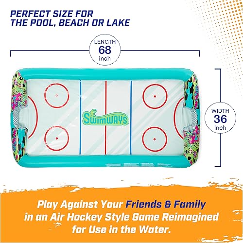 Miniatura 3 de SwimWays Hydro Hockey - Juego inflable de hockey de mesa flotante de agua, juguete de piscina para niños a partir de 5 años