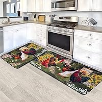 Vista 30 de Alfombras de Cocina Marrón, Alfombras de Microfibra Antideslizantes y Lavables para el Piso de la Cocina, Juego de 2 Piezas de Alfombras Decorativas