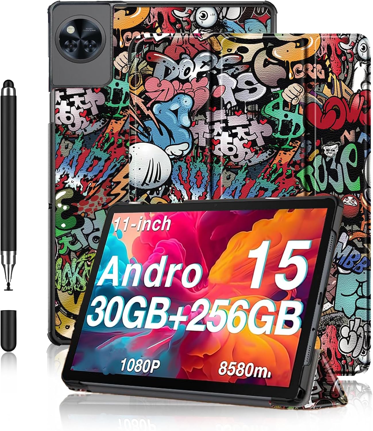 Case for Doogee U11/U11 Pro 11 Inch Android 16 Tablet Aunke Trifold Stand Waterproof Scratch-Resistant Slim Durable Graffiti