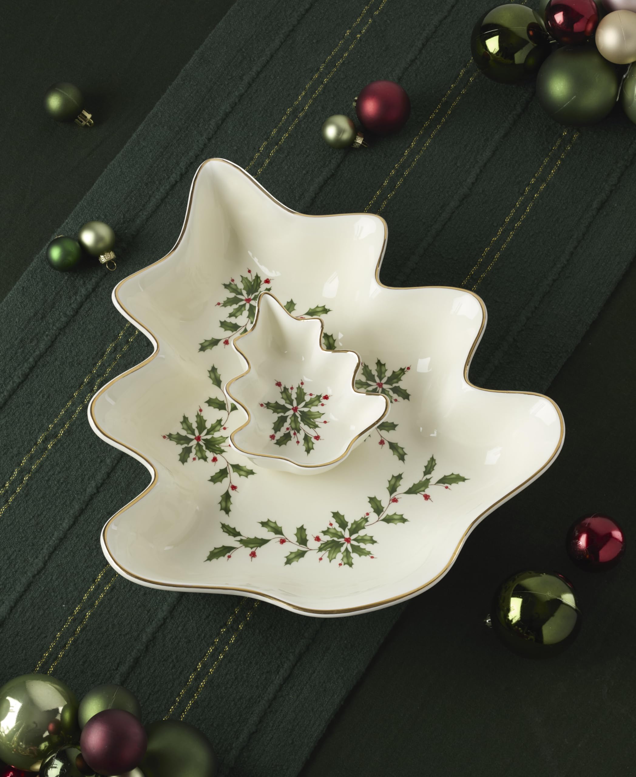 Amazon.com | Lenox 898187 Holiday Tree Chip & Dip Set, Christmas