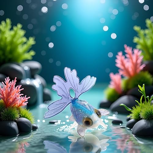 Miniatura 2 de Mini pez dorado azul decoración de acrílico simulación peces decoración miniatura jardín de hadas ornamento DIY accesorios decoración casa de muñecas