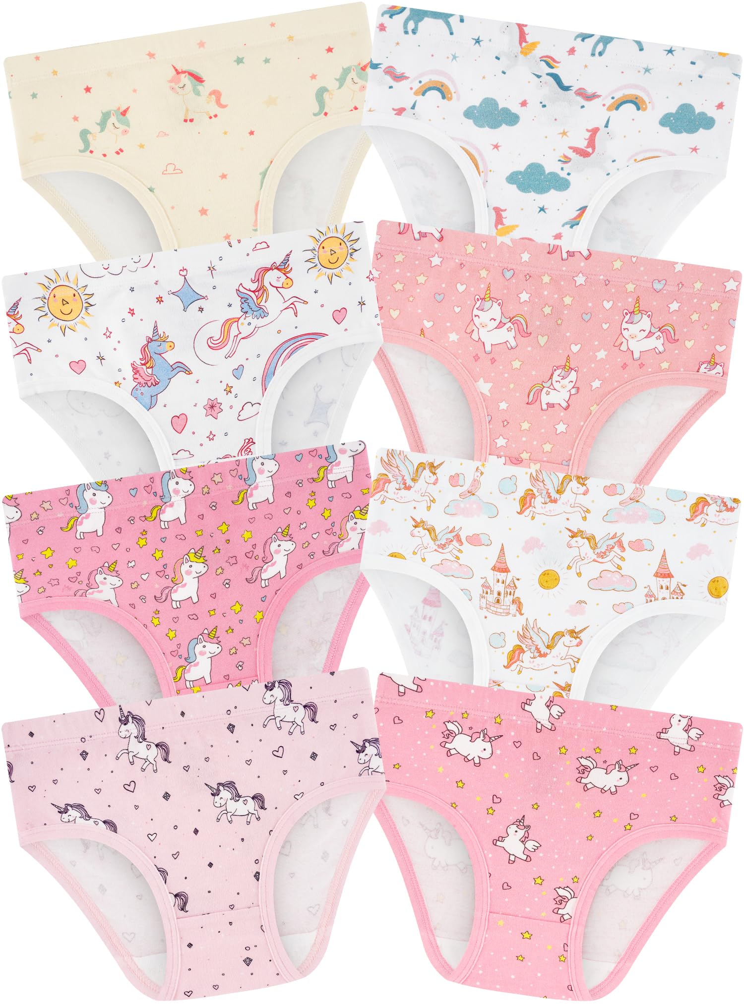 BliBliTaTa Mädchenunterwäsche,Weiche,Nahtlose Baumwoll-Unterhosen für Kleinkinder&Größere Kinder,Atmungsaktive Slips,8er-Pack