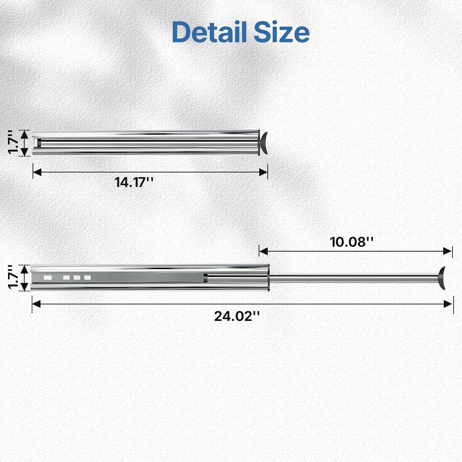 14-Inch Valet Rod for Closet Pull Out, Azcom Hanging Telescoping Clothes Rod, Adjustable Clothes Rod-Silver