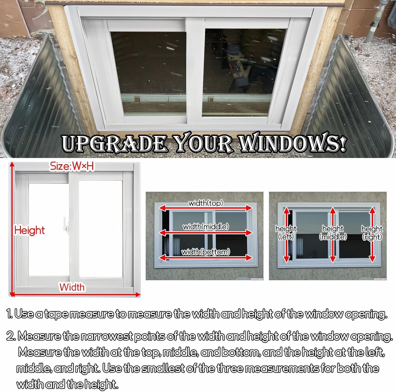 Household Slider Window, Shatterproof Basement Window, Replacement Windows with Single Pane Insulated Tempered Glass, for Shed, Household, Garage, Barns(White,WxH 28x18"/71x46cm)