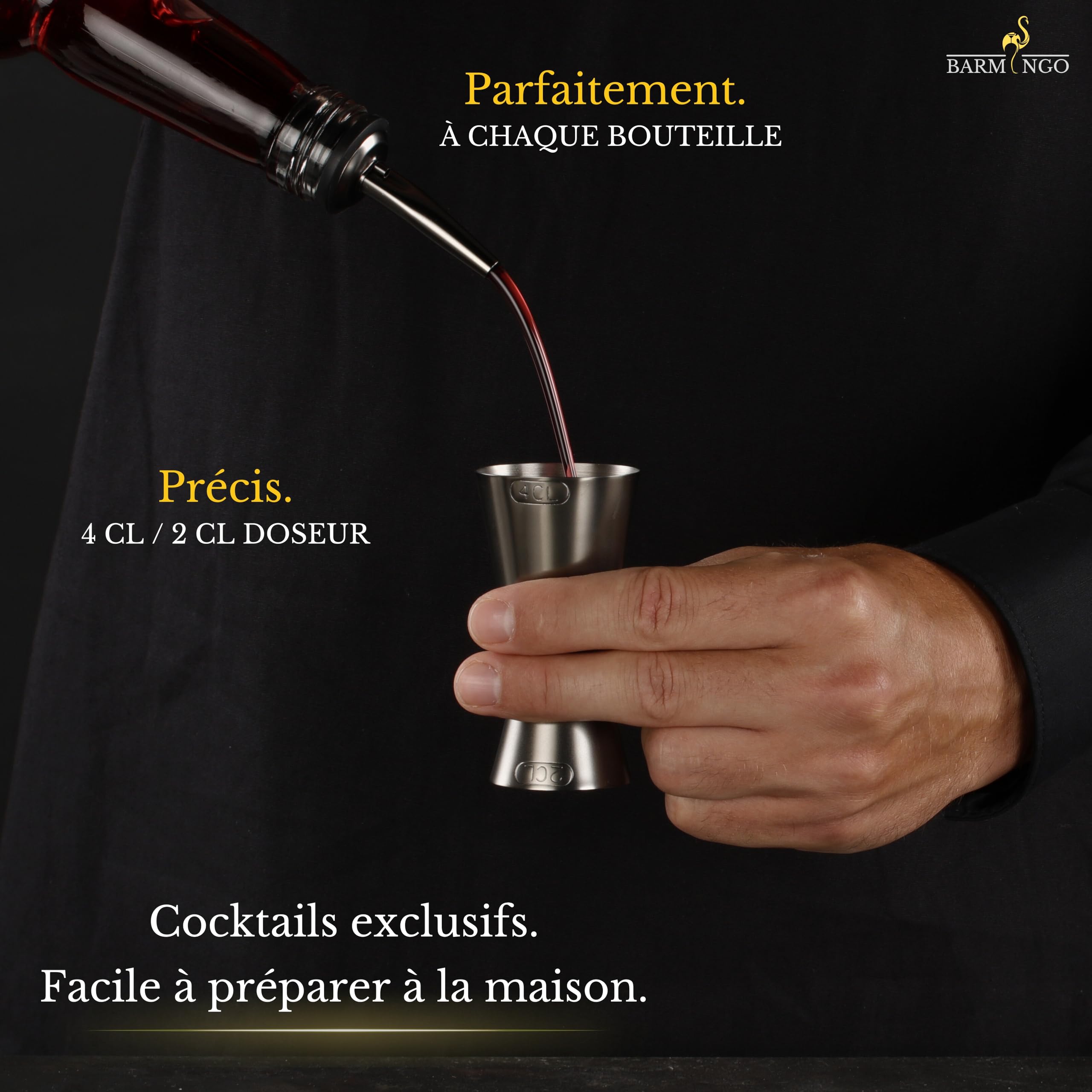 Shaker Cocktail Kit | 5 Pièces, Volume de 500 ML, Noir Métallisé | Shaker Cocktail INOX avec Accessoires de Bar | Set Barman Cocktail Shaker | Kit Cocktail Professionnel