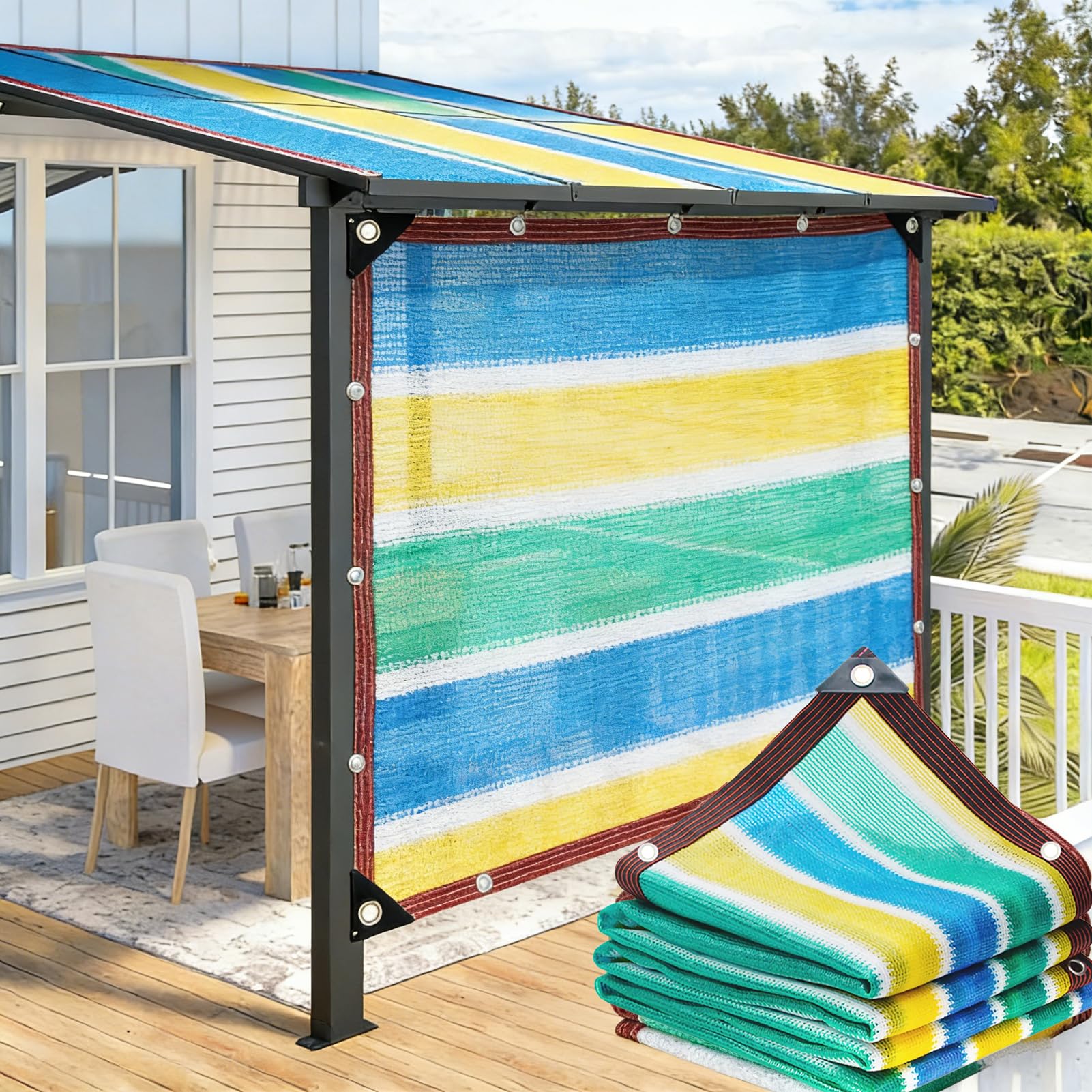 CAQXAQP Shade Netting 5mx6m Rectangular, 90% UV Block Sun Shade Cloth with Grommets, HDPE Breathable Outdoor Canopy for Garden, Patio, Pool, Playground, Carport