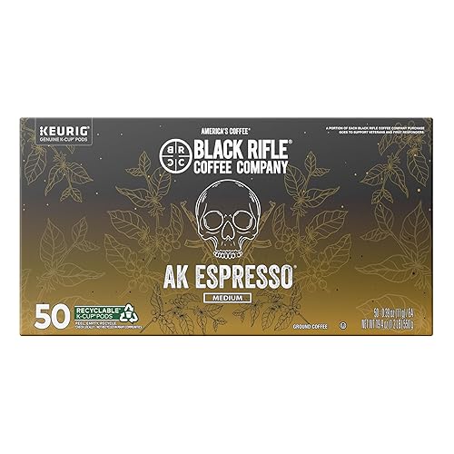 Black Rifle - Café AK Espresso (cápsulas de café tostado medio, 50 porciones), cápsulas de café de una sola porción, granos colombianos y brasileños