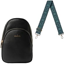 KEDZIE Sunset Sling Bag Vegan Leather Crossbody Bag Black V2 & Interchangeable 2-Inch Bag Strap Viceroy