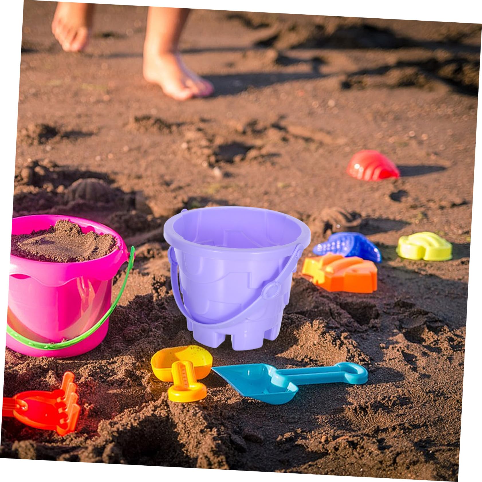 Secchiello Mare Bimbo Plastico 5 Pezzi Mini Bucket Toys Atmosfera Estiva | Design Creativo Leggero, per Spiaggia e Sabbia, Set per Ragazzo Ragazza, Gioco Pratico Colore Casuale