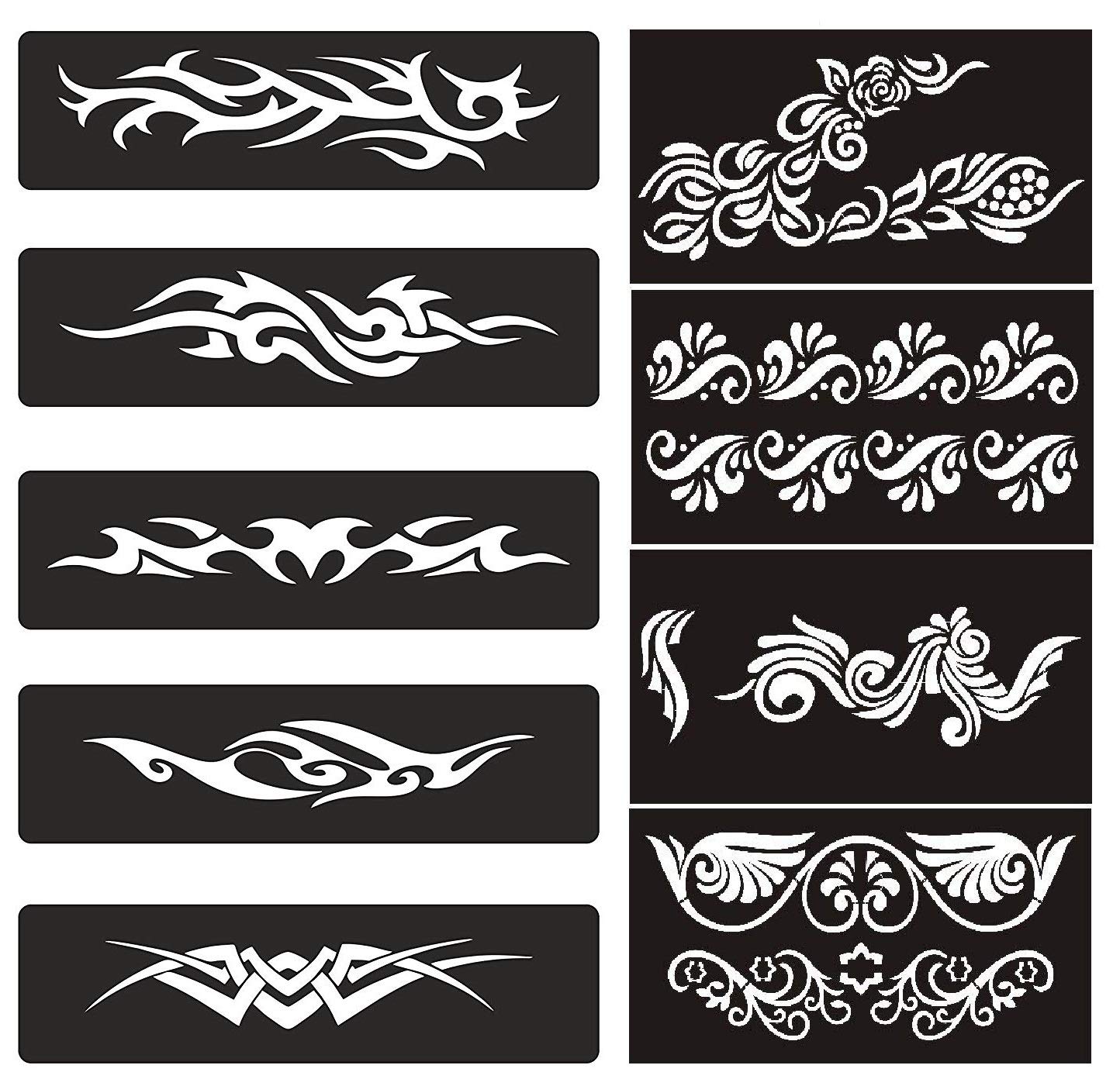 IVANA'S 8 Pieces India Henna Tattoo Stencil Set for Women Girls Hand,Face, Body Paint Temporary Tattoo, M (Stencil-114)-image-14