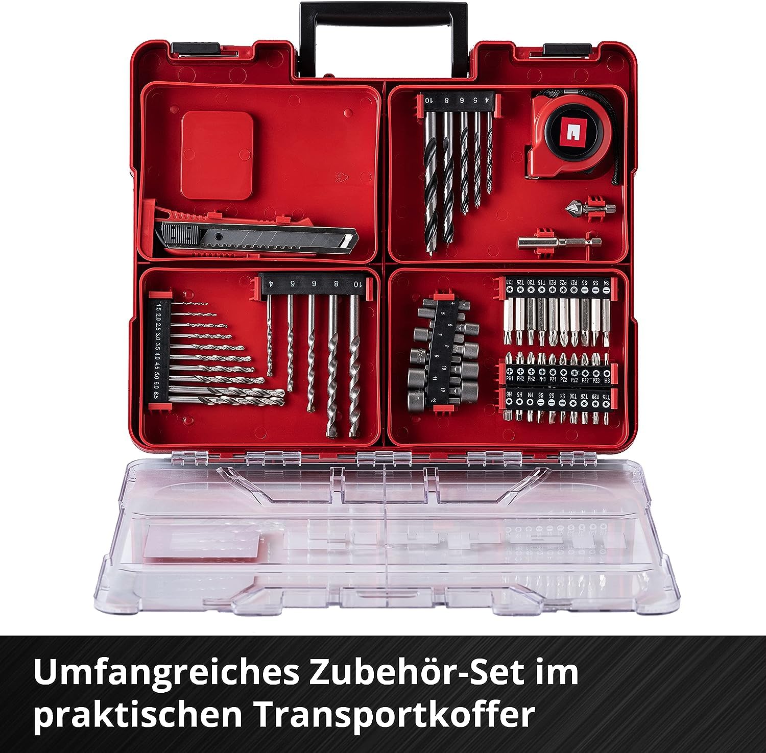 Einhell Akku-Schlagbohrschrauber-Set TE-CD 18/40 Li-i +64 (2x2,0 Ah) Power X-Change (Li-Ion, 18 V, 40 Nm, Drehzahl-Elektronik, 2-Gang-Getriebe, max. 24.000 min-1, inkl. Akkus, Ladegerät & Zubehör)