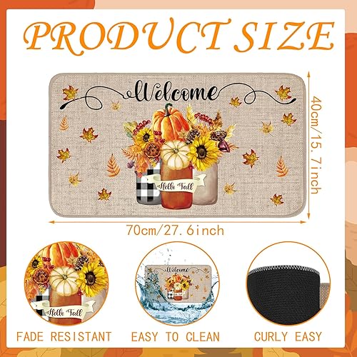 Miniatura 10 de Timgle Tapete de otoño antideslizante para puerta de casa de campo, para interiores y exteriores, para Acción de Gracias, calabaza, para el porche