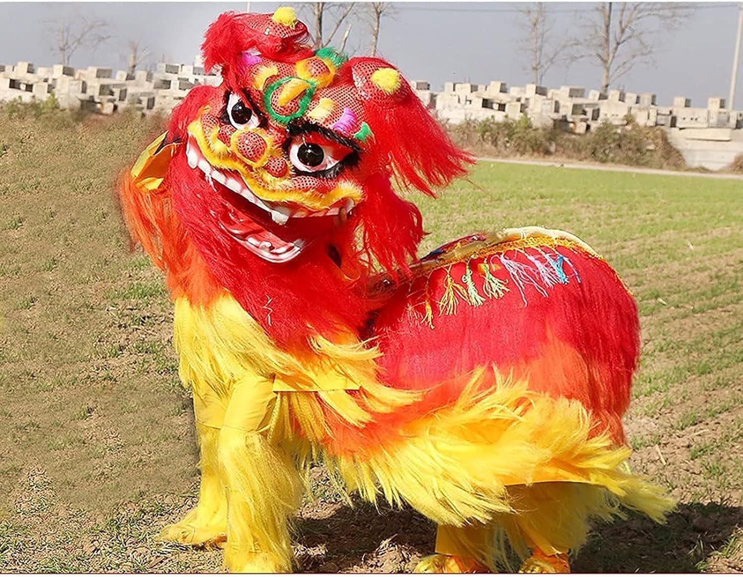 Drago Cinese per Feste Costume da Danza del Leone in Cotone, Drago, Splendido Capo di, Mascotte della Testa Feste Cinesi in Italia(C)