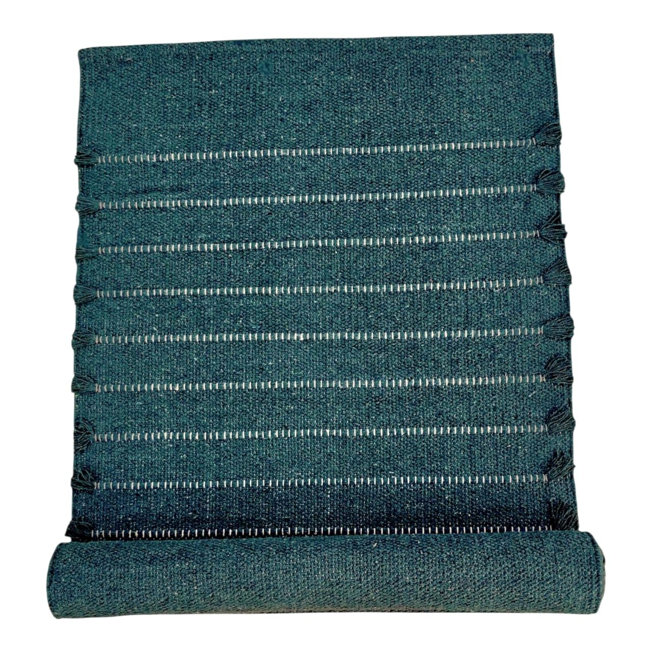 EXPORT PROFILE Handmade Organic Anti Slip Cotton Yoga Mat Natural Yoga Mat - Yoga Rug - Exercise, Workout, & Fitness Rug Made of 100% Cotton - Woven Material Dark Green (24”x72”x5mm) — image 1