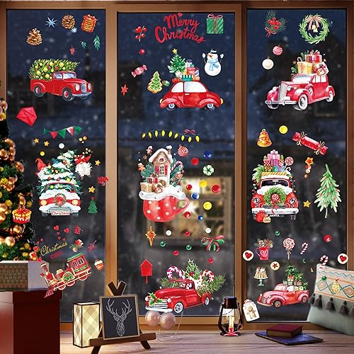 Miniatura 2 de Adhesivos de Navidad para ventana, decoración de ventanas de Navidad, calcomanías de invierno para ventana, grandes, copo de nieve, coche, Papá