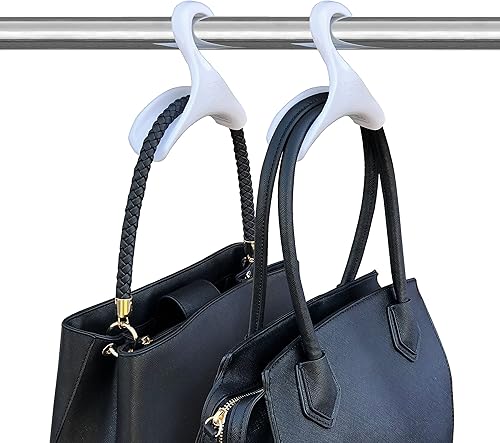 Miniatura 1 de HICE Juego de 2 ganchos para bolsos, organizador de bolsos de plástico resistente, soporte de almacenamiento de armario, ganchos para bolsas, se