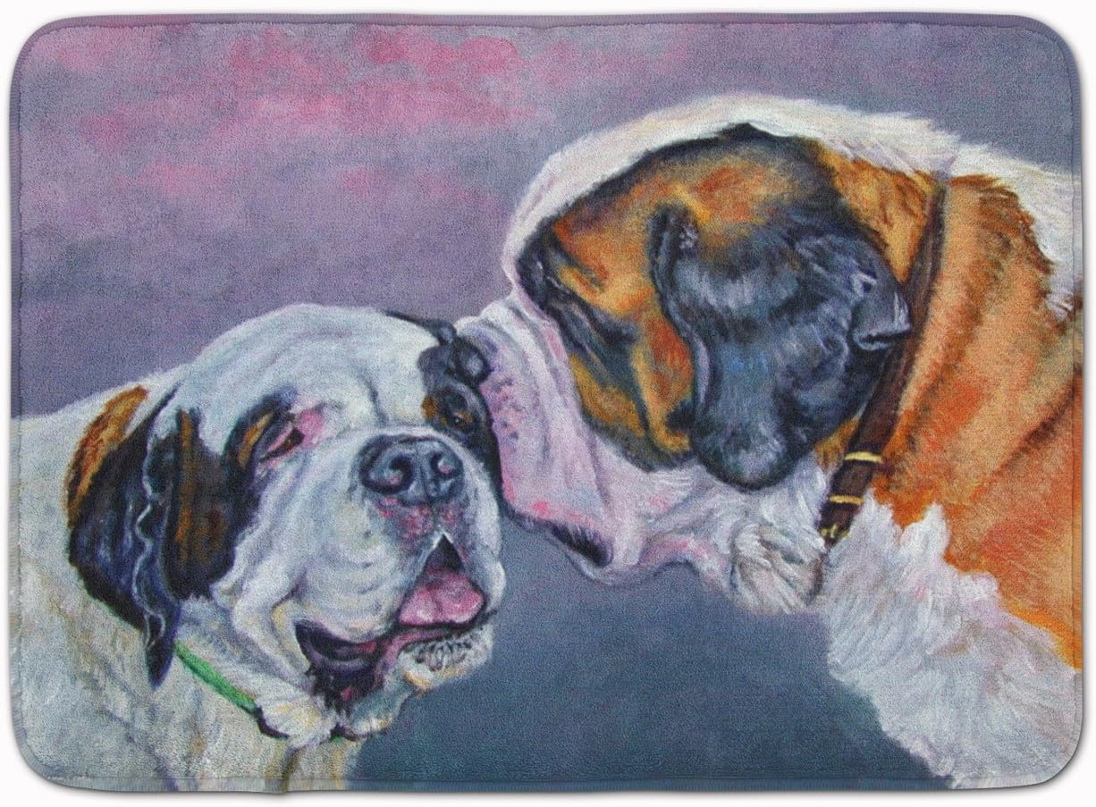 Caroline's Treasures 7332RUG Saint Bernard Whisperear Machine Washable Memory Foam Mat, Bathroom Rug, Non-Slip Bath Mat, Durable Thick Washable Rugs for Kitchen, Bathroom Quick Dry, Decorative Artwork