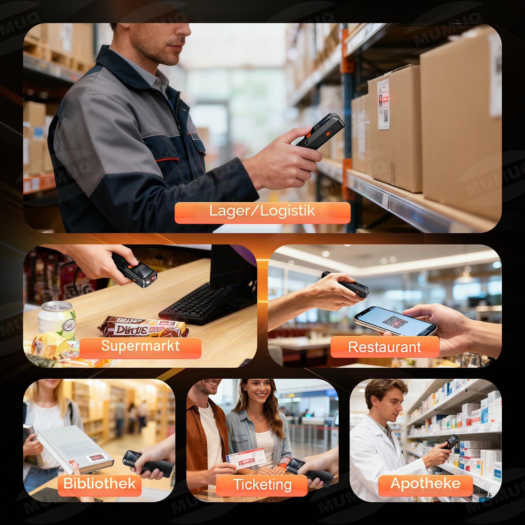 Kabelloser Barcode Scanner Mini mit LCD Display Bluetooth 1D 2D QR Code 3-in-1 Kompatibel Windows Android iOS