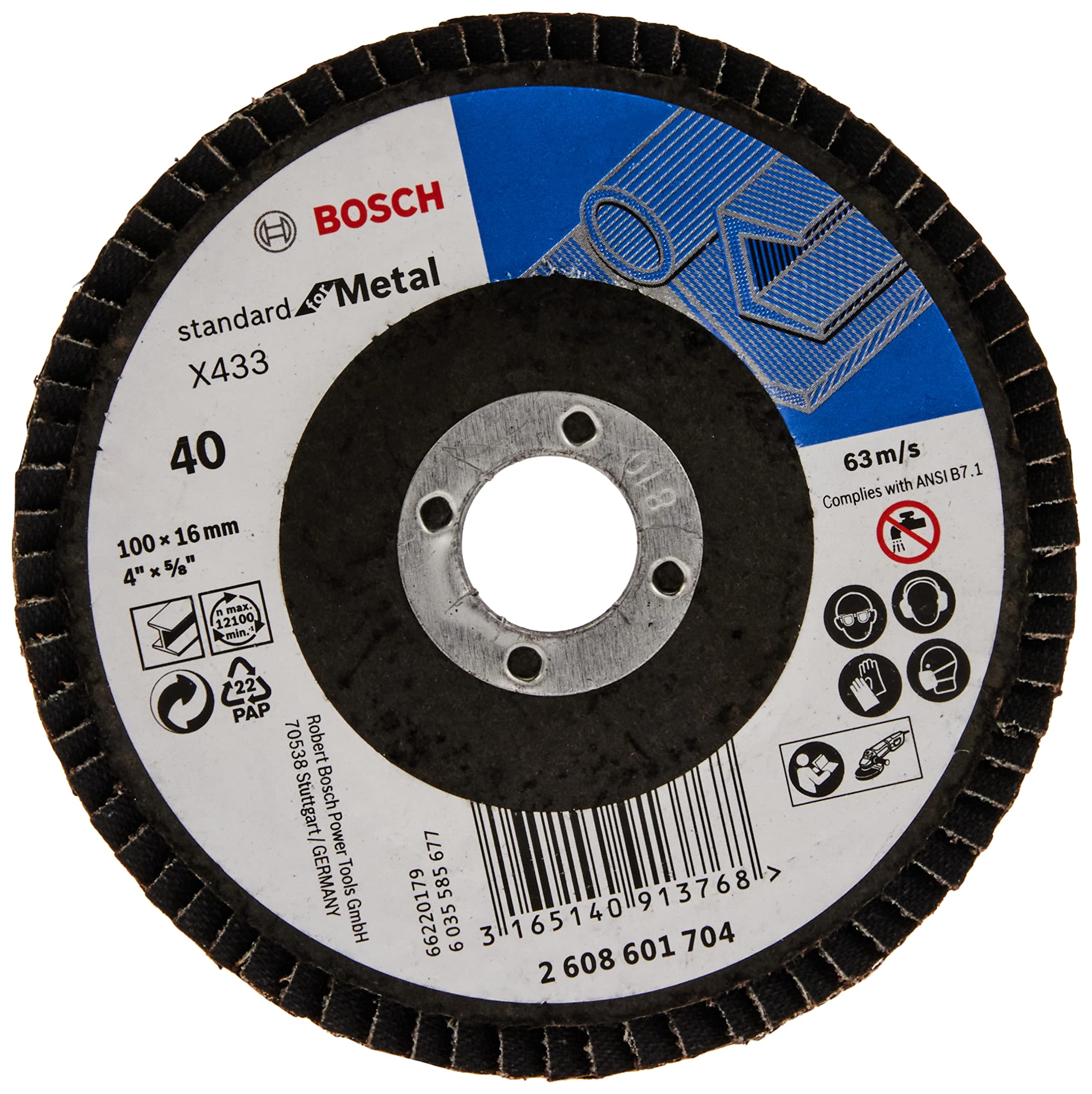 Bosch X433 Alox Flap Disc 40 Grain, 100 mm Diameter