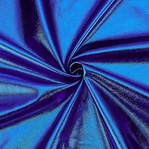 WEBEEDY 1 Yard Metallic Foil Stretch Fabric, 59 Inch Wide Shiny Stretch Foil Spandex Material Polyester Fabric by The Yard for Sewing Dancewear Costumes & DIY Crafts Decoration Royal Blue