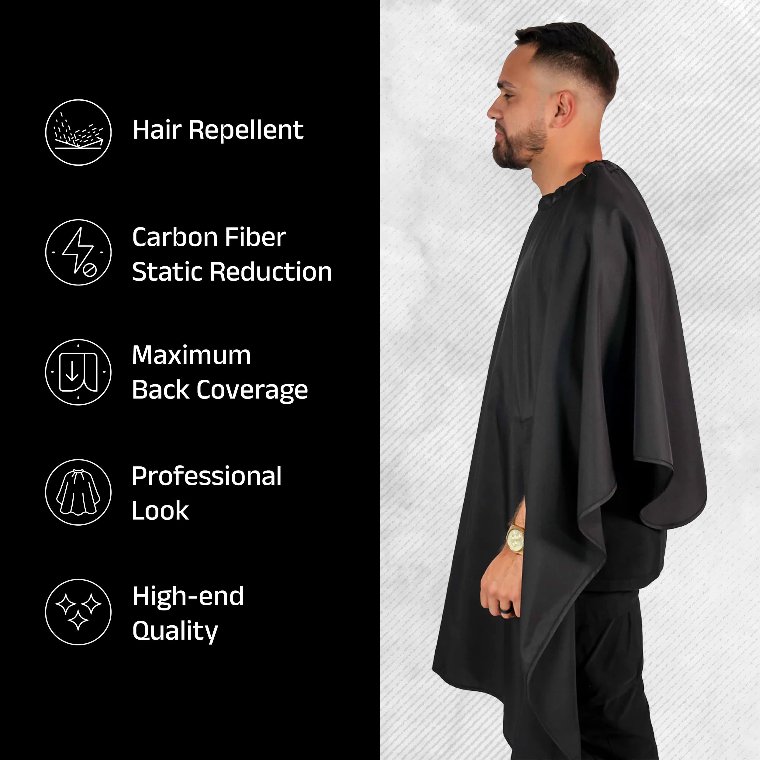 Barber Strong The Hands Free Barber Cape Solid Black