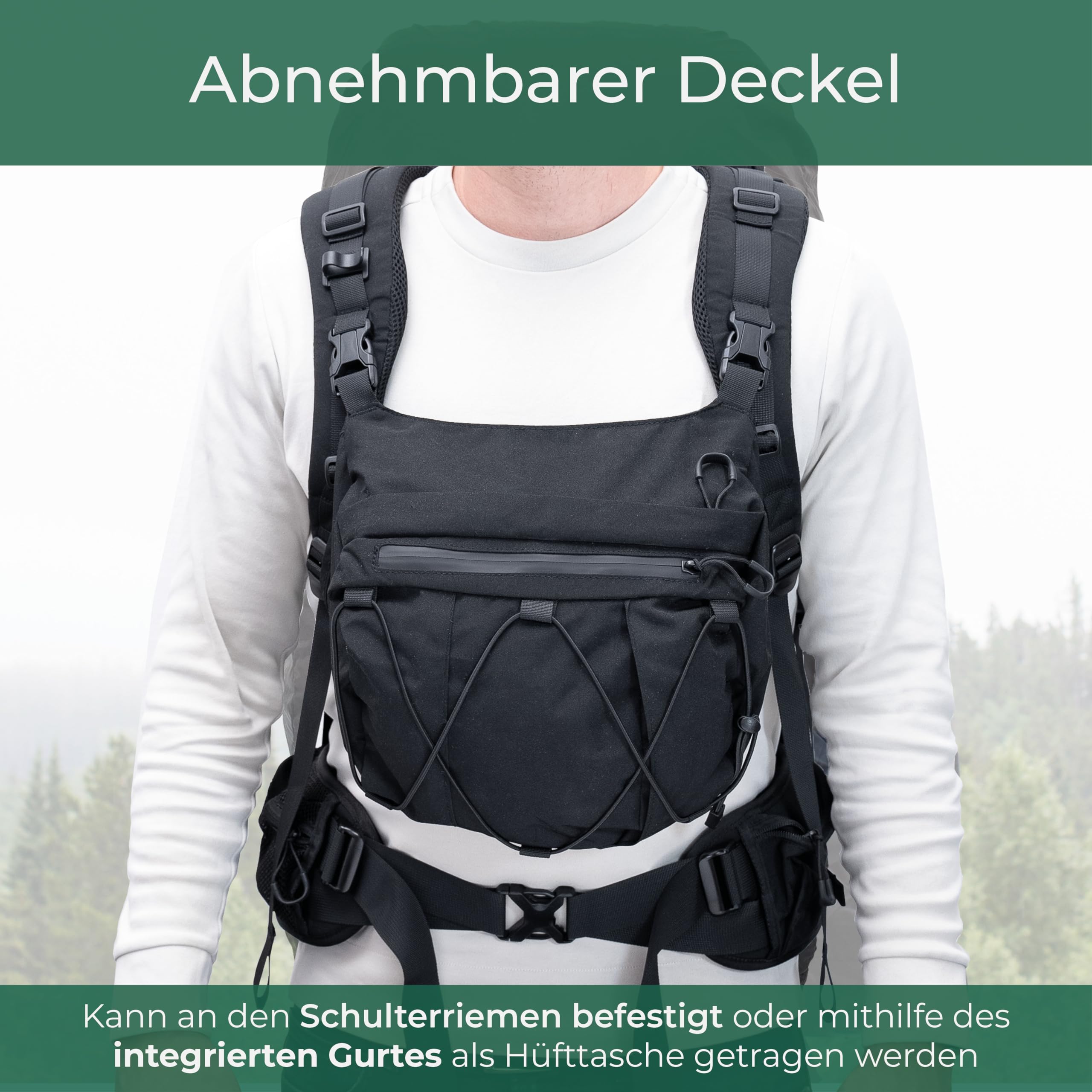 Steinwood Trekkingrucksack 70L (neu 2024), Wanderrucksack, Backpacker-Rucksack, Reiserucksack, wasserabweisend mit Regenhülle, schwarz