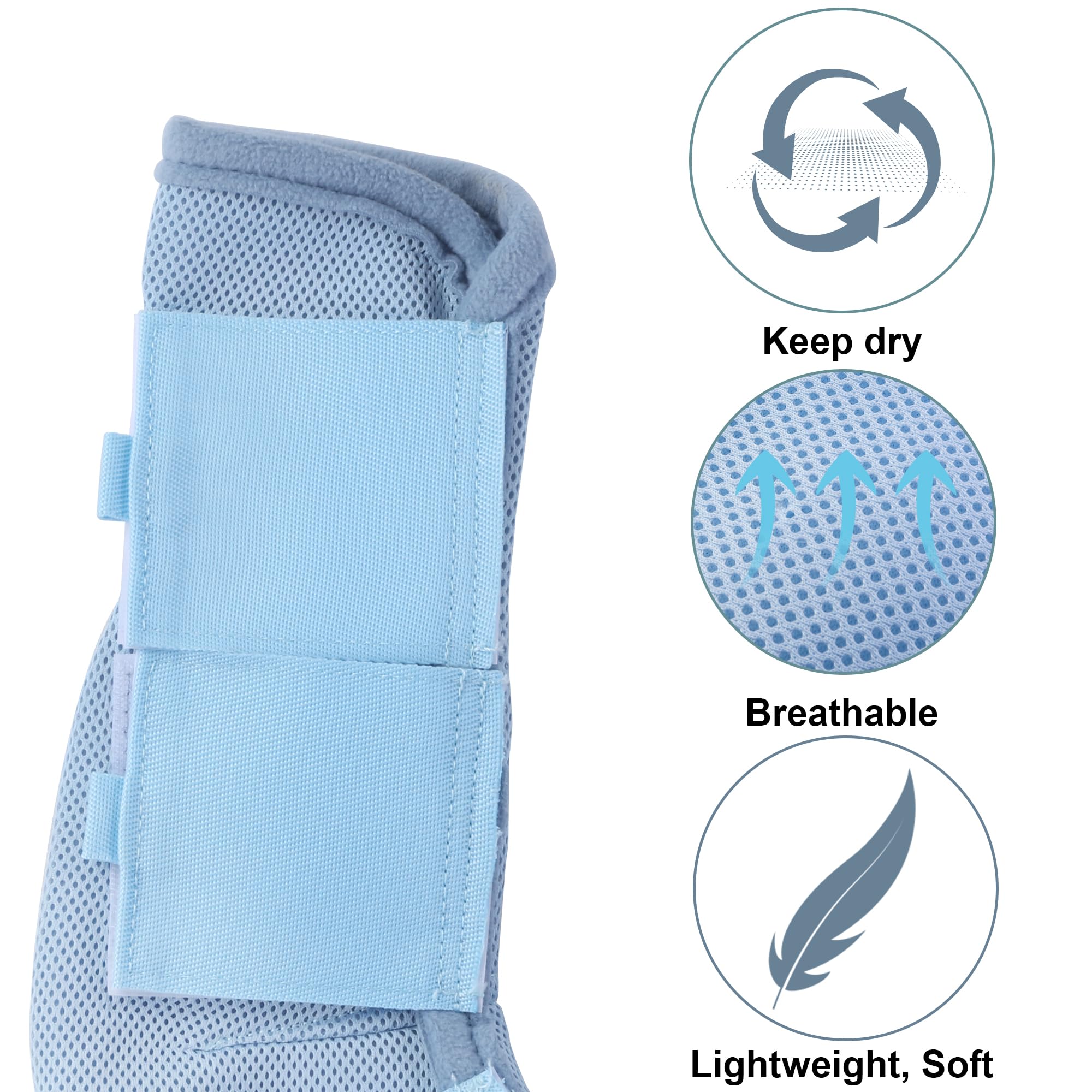 Gallopoff Horse Fly Boots Set of 4 - Soft & Comfort Mesh Travel Fly Leggings for Horses - Perfect for Field or Stable Light Blue Full - Image 3