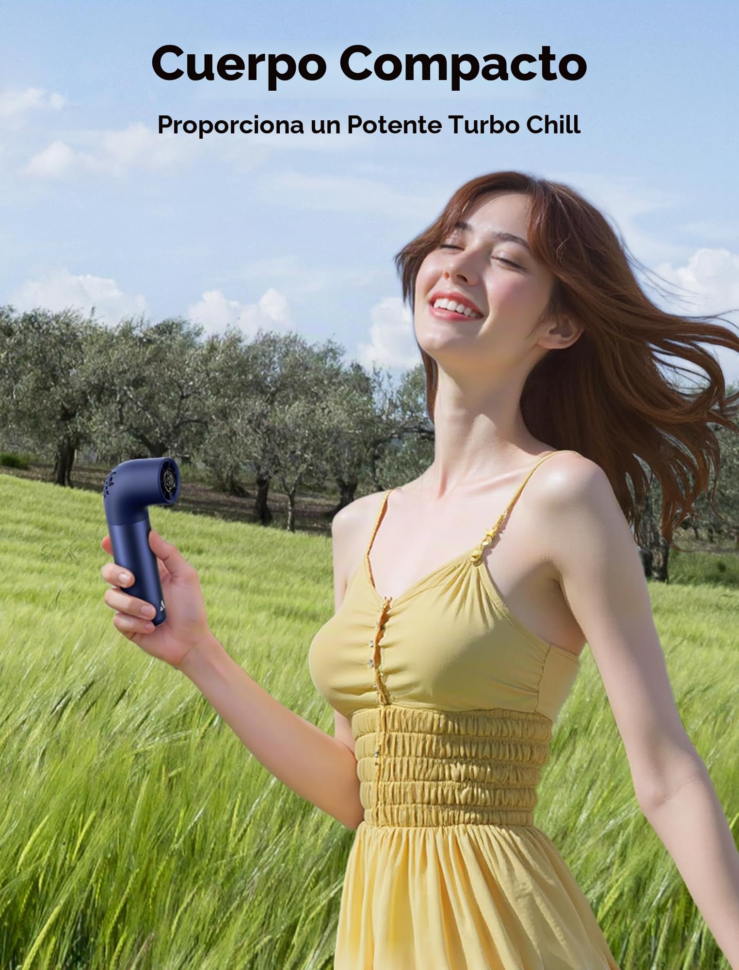 Aecooly Mini Ventilador de Mano, Potente Turbo Ventilador Portatil, 19000 RPM Aero Pro, Bateria Recargable 15H de Duración, 6 Velocidades, Bolsillo Pequeño Viajes Regalo para Mujeres-Azul