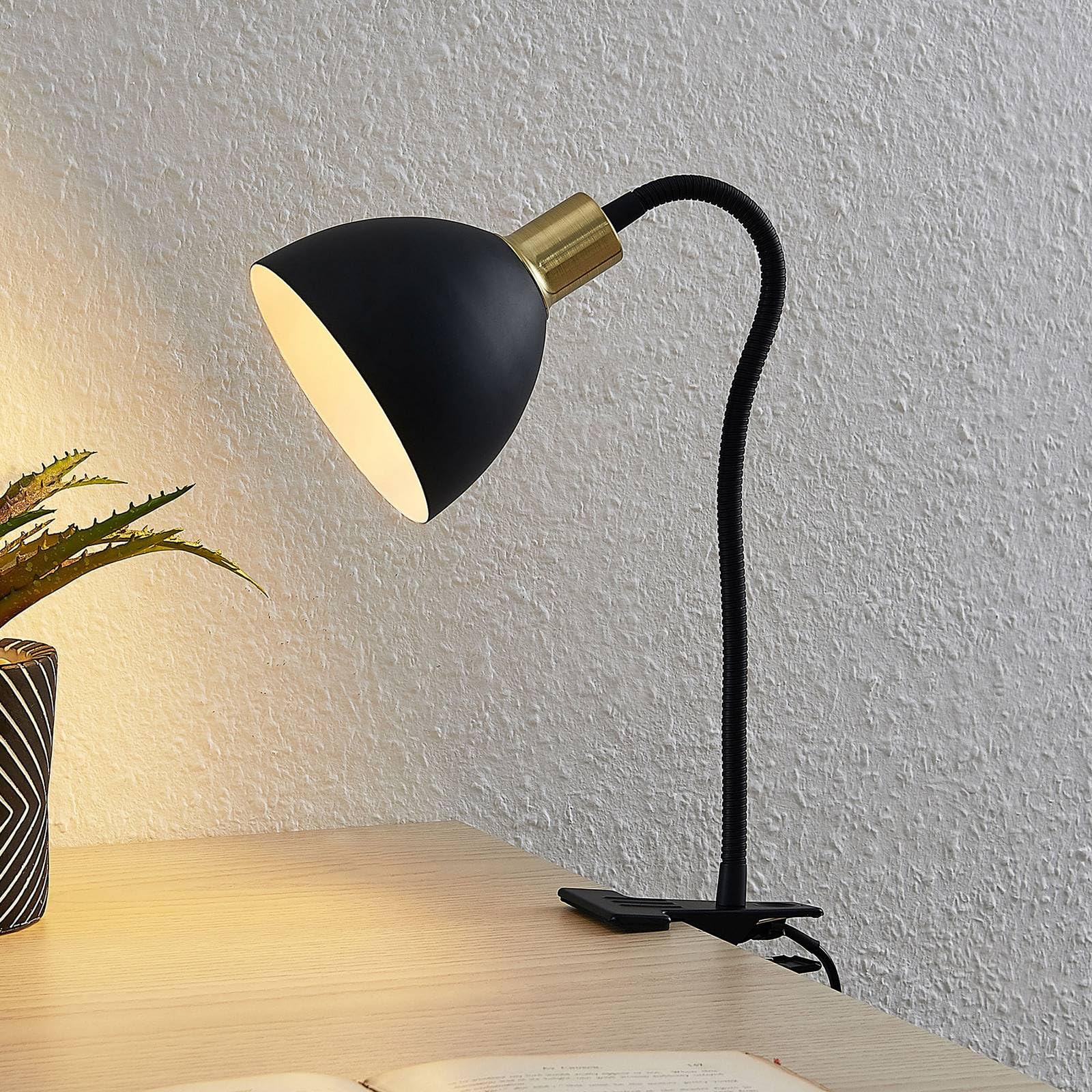 Lindby Lampe à pince Genora (Moderne) en Noir Métal e. a. pour Salon & Salle manger (1 lampe,à E14), poser lampe liseuse
