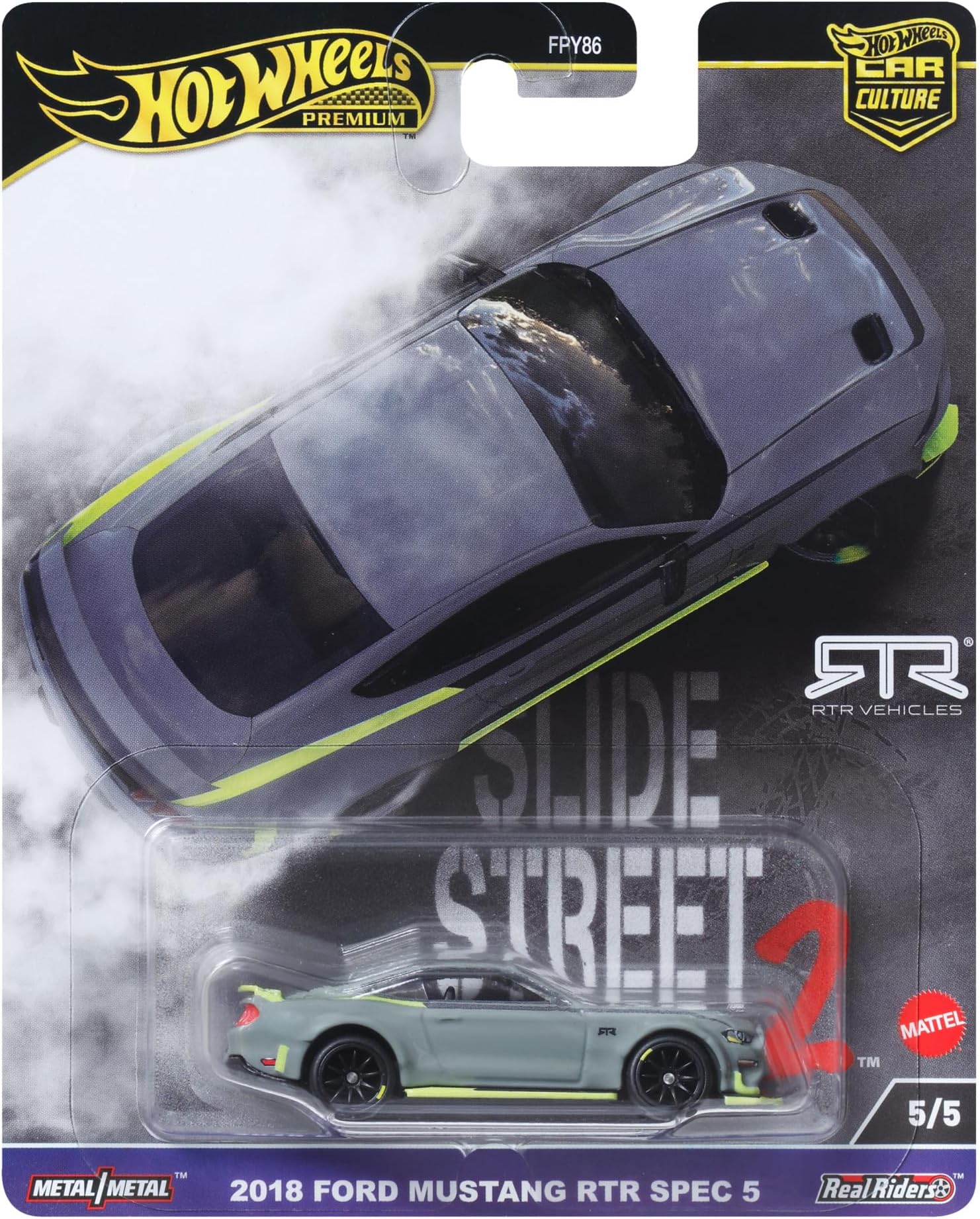 Premium Ford Mustang RTR, Car Culture Circuit Legends Vehicles for Kids 3 Years Old & Up and Adult fans and Collectors, Premium Collection of Car Culture 1:64 Scale Vehicles, HKC85