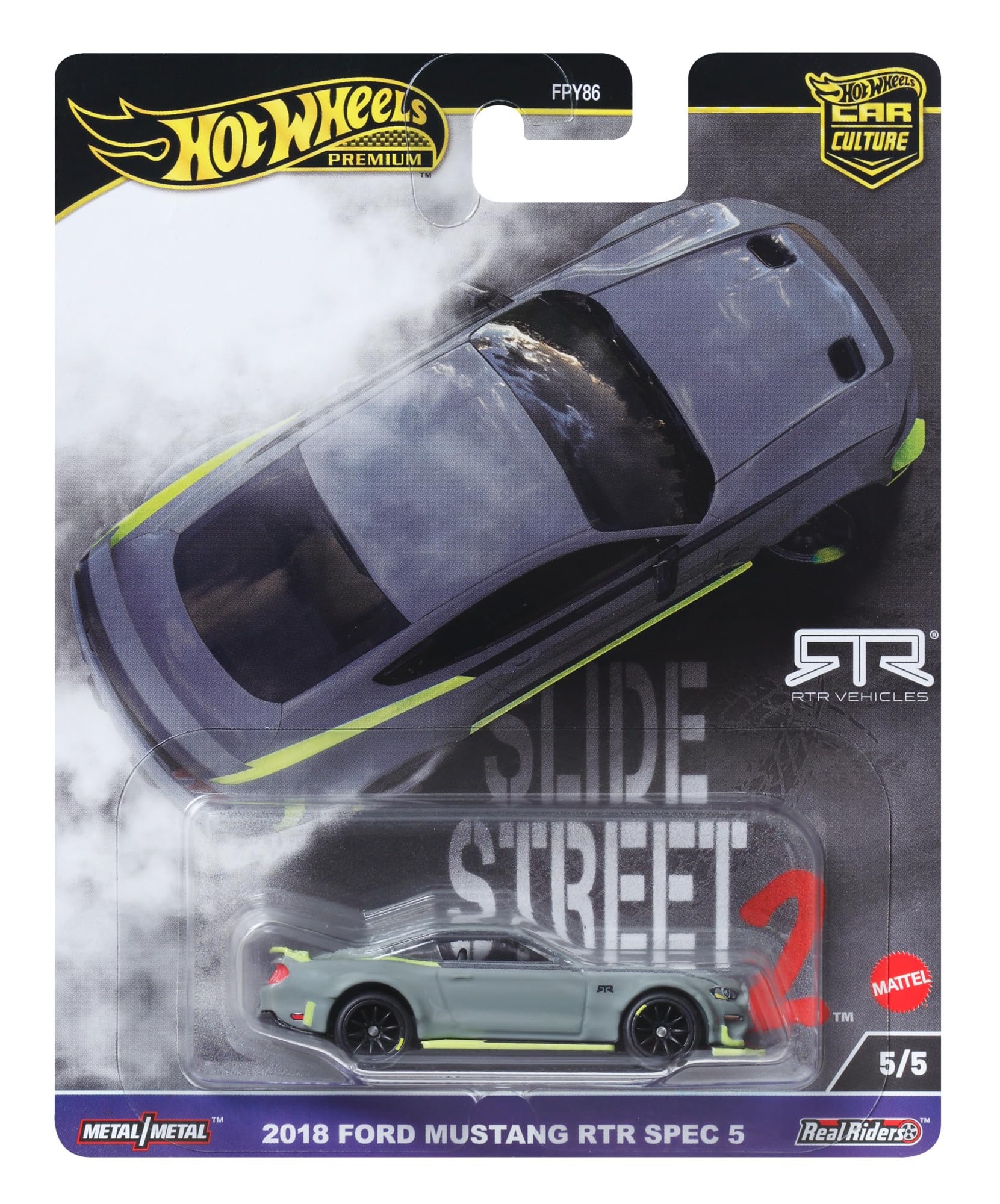 Hot Wheels Premium Ford Mustang RTR, Car Culture Circuit Legends Vehicles for Kids 3 Years Old & Up and Adult fans and Collectors, Premium Collection of Car Culture 1:64 Scale Vehicles, HKC85