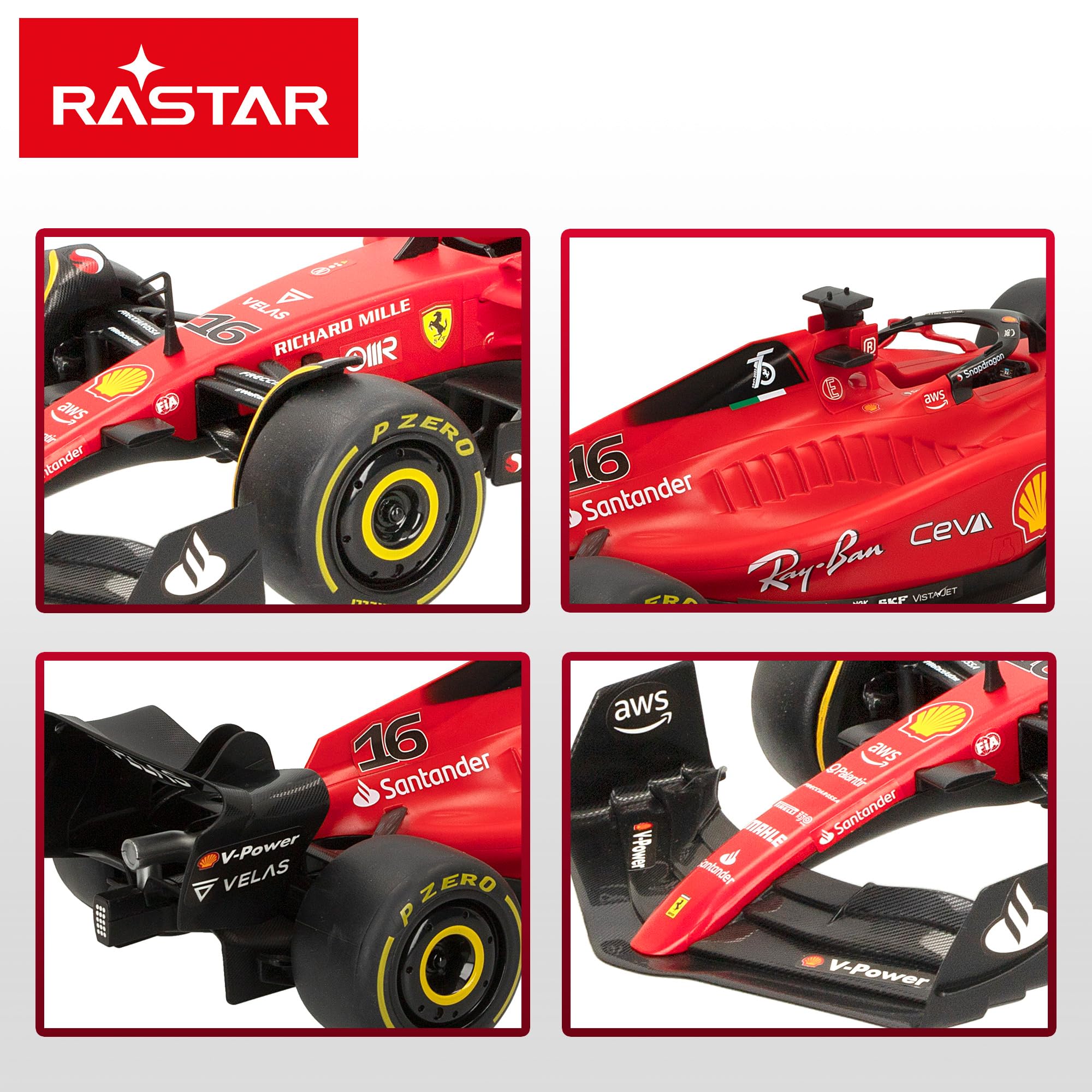 ColorBaby Rastar Ferrari F1-75 samochód zdalnie sterowany, oficjalna licencja Formuła 1, skala 1:12, zdalnie sterowany pojazd zdalnie sterowany, 2,4 GH.z, Carlos Sainz + Charles Leclerc (41271)